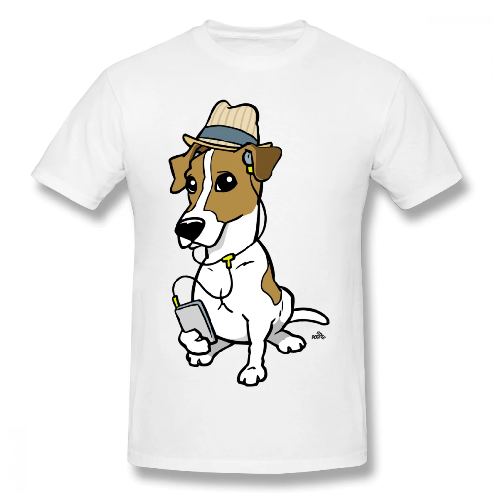 Cartoon Hipster Jack Russell Dog T-shirt For Men Plus Size 4XL Team Top | Мужская одежда