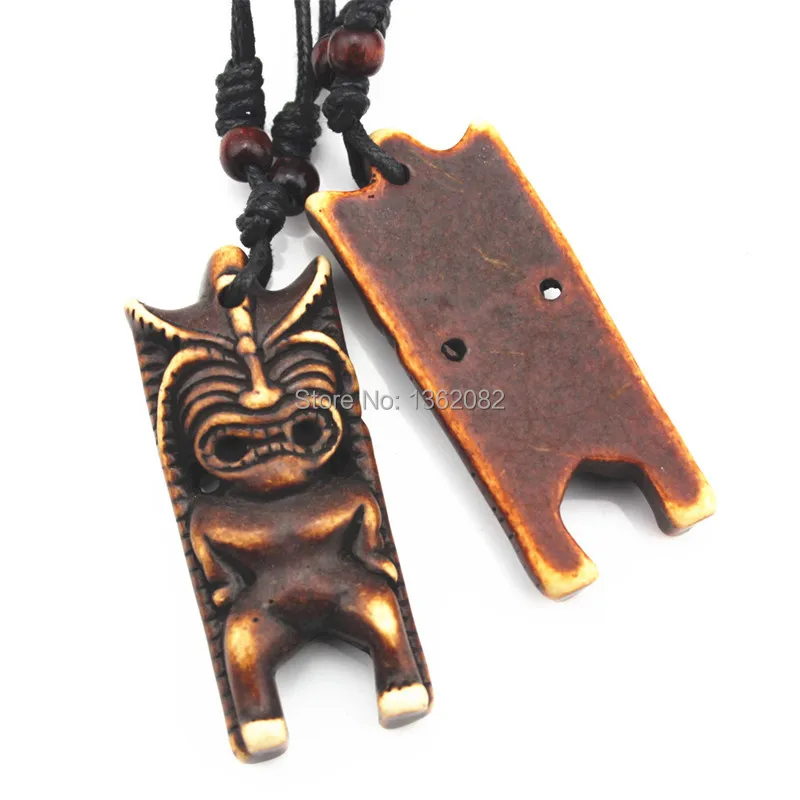 Оптовая Продажа Лот 12 шт. моделирование кости резные маори тики человек кулоны