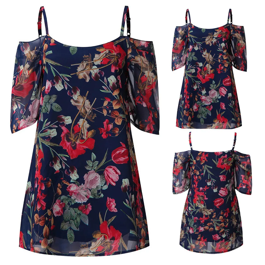 

2019 Fashion New Hot Sale Products Summer hot sale printed women's chiffon mini short dress sling nice dress robe femme 40*