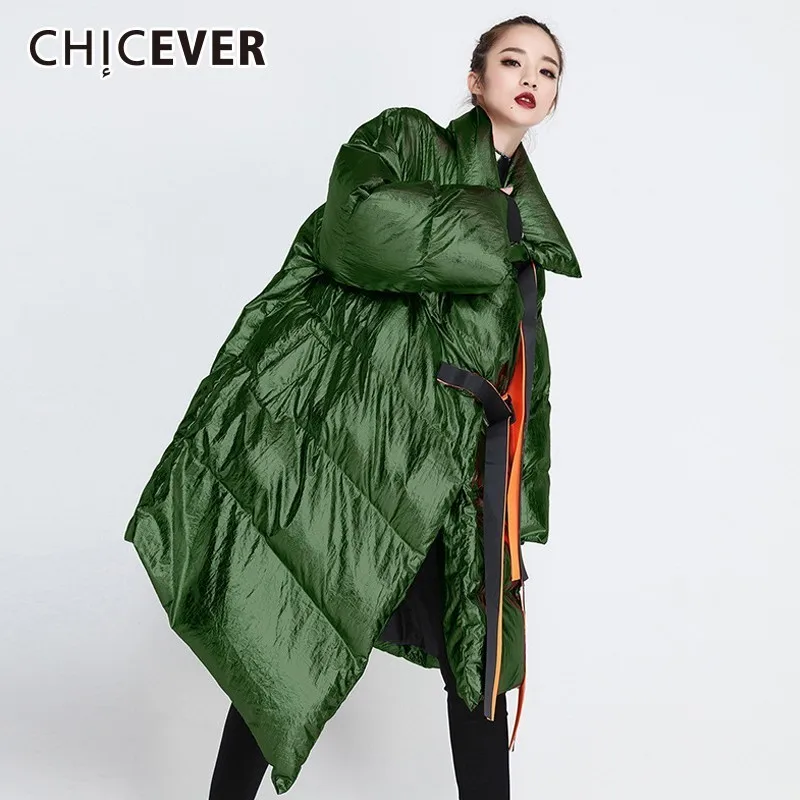 CHICEVER 2020 зимний женский пуховик со стоячим воротником с длинным рукавом Бандажное