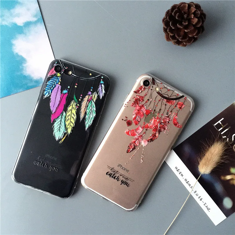 Цветные Чехлы Ловец снов для Iphone 7 6plus 8 Plus 6 яркие цвета Женский мягкий чехол 6s 5 5S Se