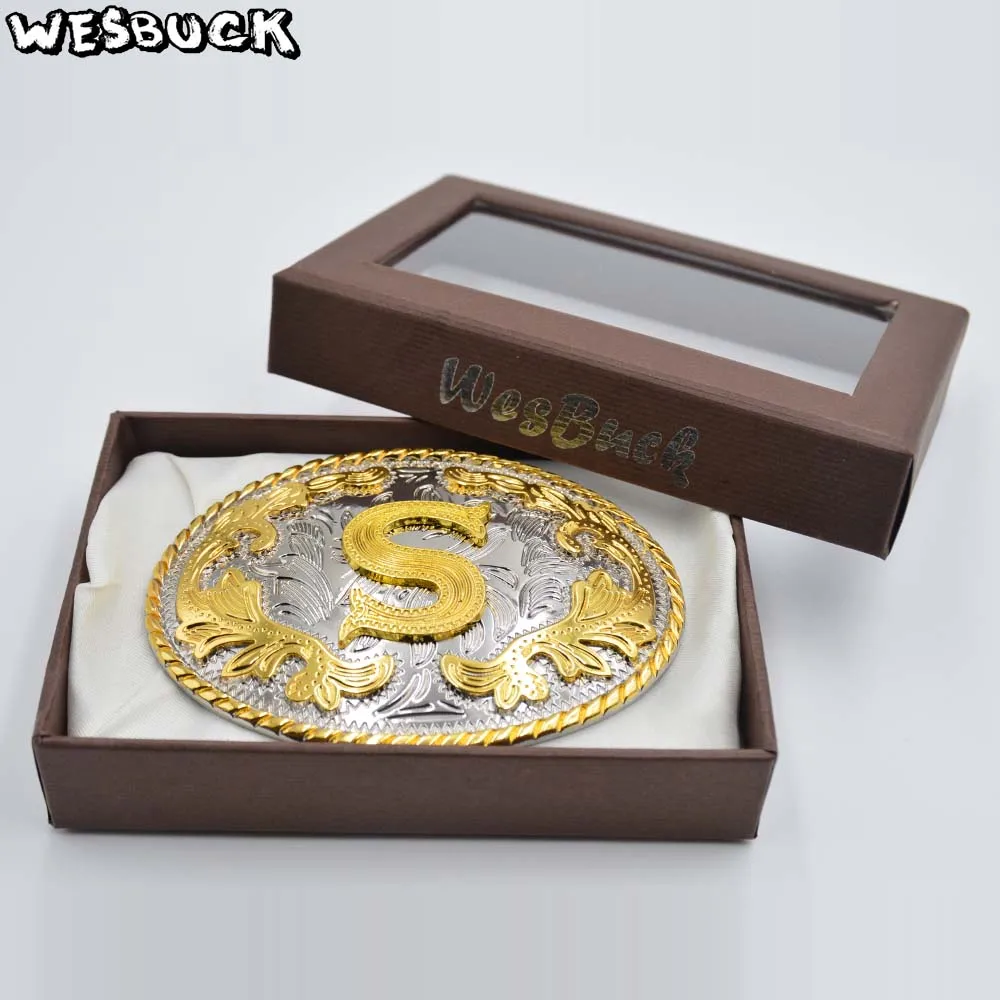 5 шт. MOQ WesBuck новый бренд Овальный 3D кружевной Золотой S Начальная буква ковбойский