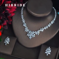 hibride luxury marquise cut cz jewelry sets for women bride pendientes jewelry set brincos bijoux mariage necklace set n 628