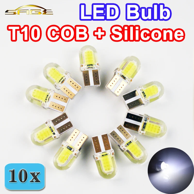 Светодиодный фонарь flytop T10 W5W COB + силиконовый корпус 20 чипов холодный белый цвет 12