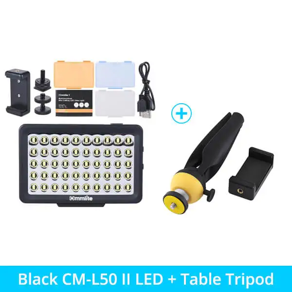 Черный Commlite CM-L50II Многофункциональный портативный Точечный светильник мини 50 светодиодный светильник для смартфонов DSLR камер iphone ipad Android - Цвет: Черный