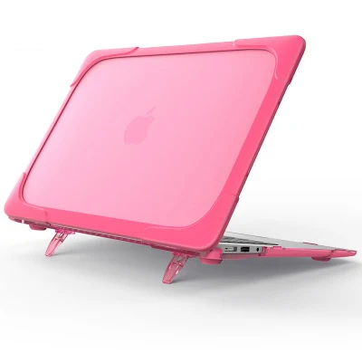 rose red Складной чехол-подставка для ноутбука Macbook air Pro retina 11 12 13 15 A1706 A1708 A1989 матовый прозрачный чехол из поликарбоната+ ТПУ - Цвет: rose red