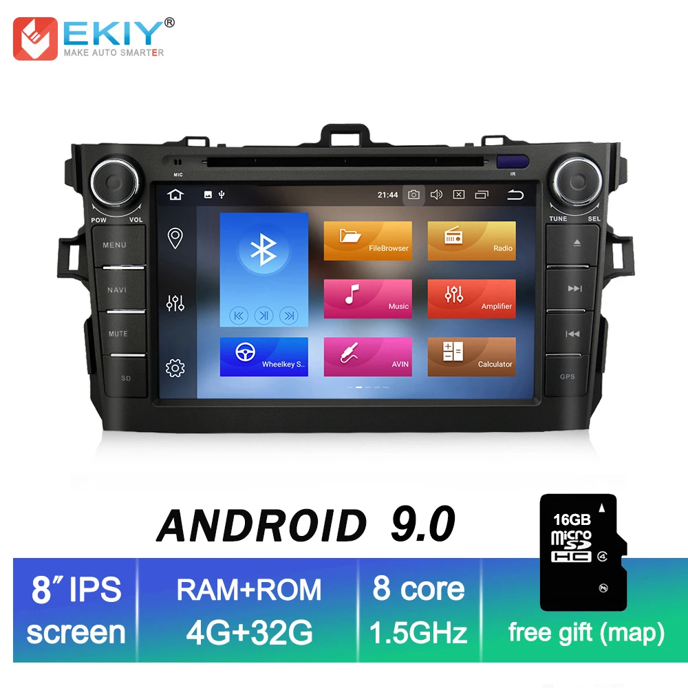 EKIY автомобильный DVD GPS Навигатор Радио для Toyota Corolla 2007 2008 2009 2010 2011 8 ''IPS 2Din Android 9 0