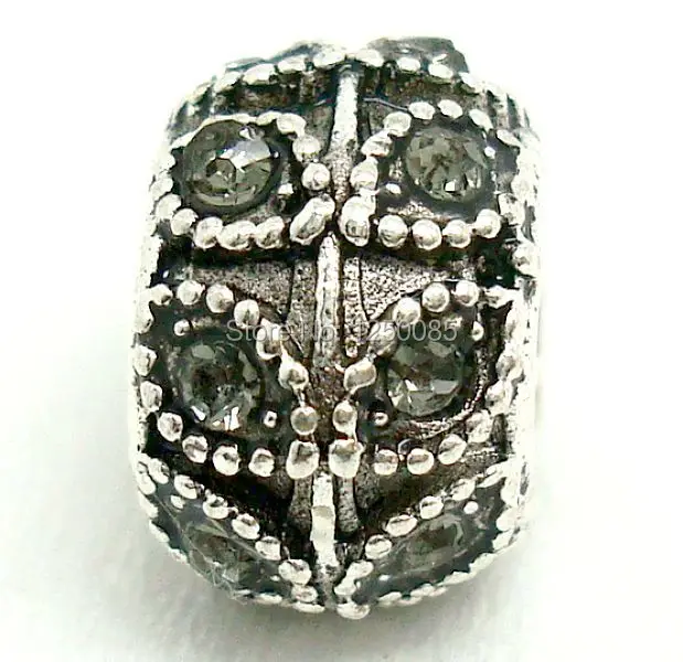 20 шт. серые модные стразы тибетские серебряные круглые отверстия европейский