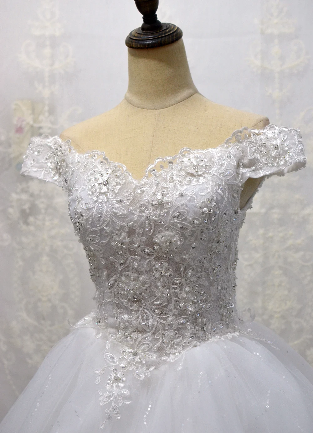 Lovskyline Vestido De Noiva индивидуальный заказ Кружево со шнуровкой сзади лодка Средства ухода за кожей шеи бисером аппликация рукавов Кружево свадебное платье