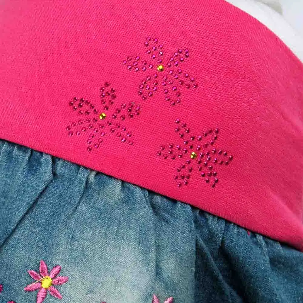 Джинсовая юбка для девочек подростков милая плиссированная мини с цветочной