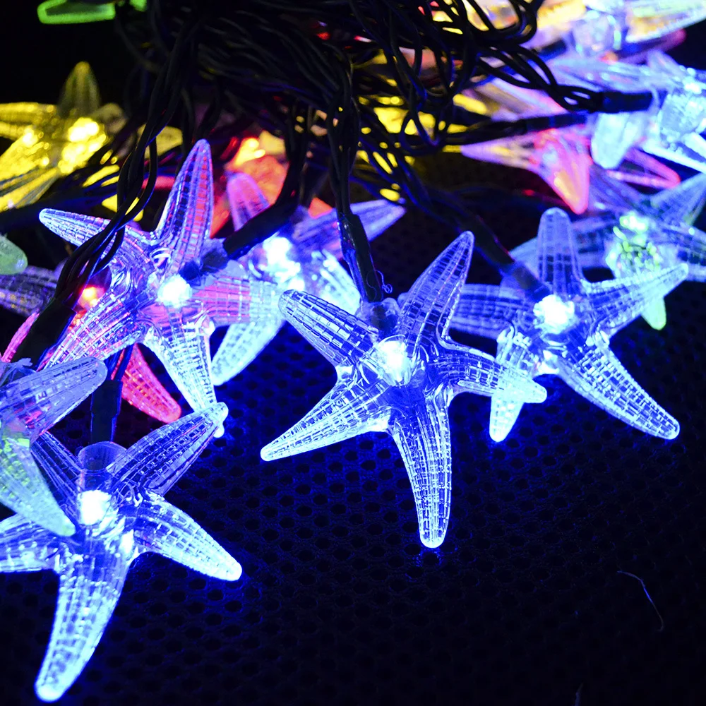 20 Starfish LED Solar String Light 4.8M For Outdoor Wedding Garden Decoration Christmas lamp lighting | Лампы и освещение