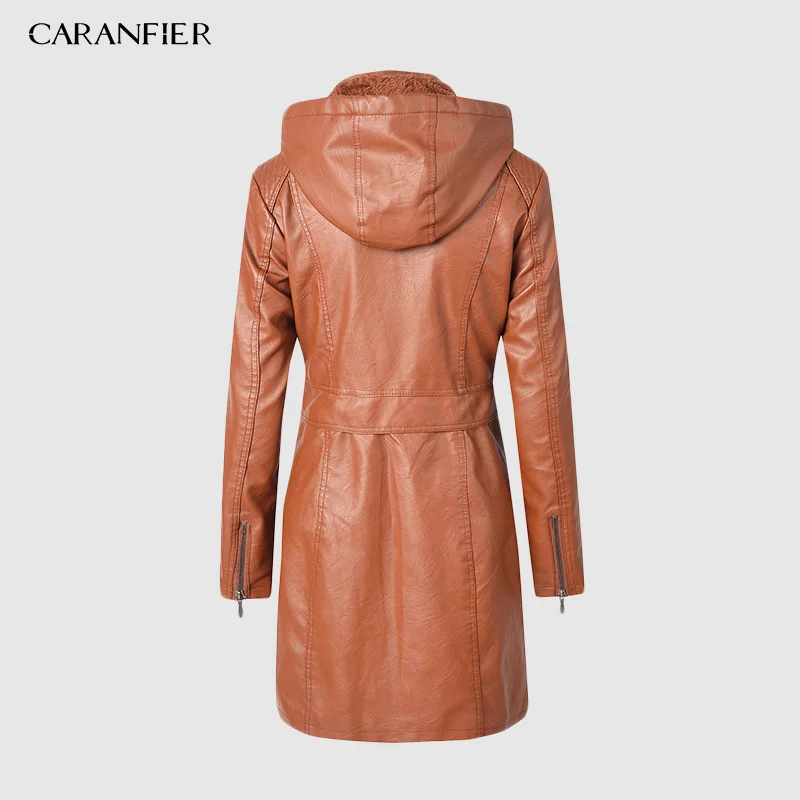 Женская непромокаемая куртка из ПУ кожи на молнии с меховой подкладкой|Кожаные