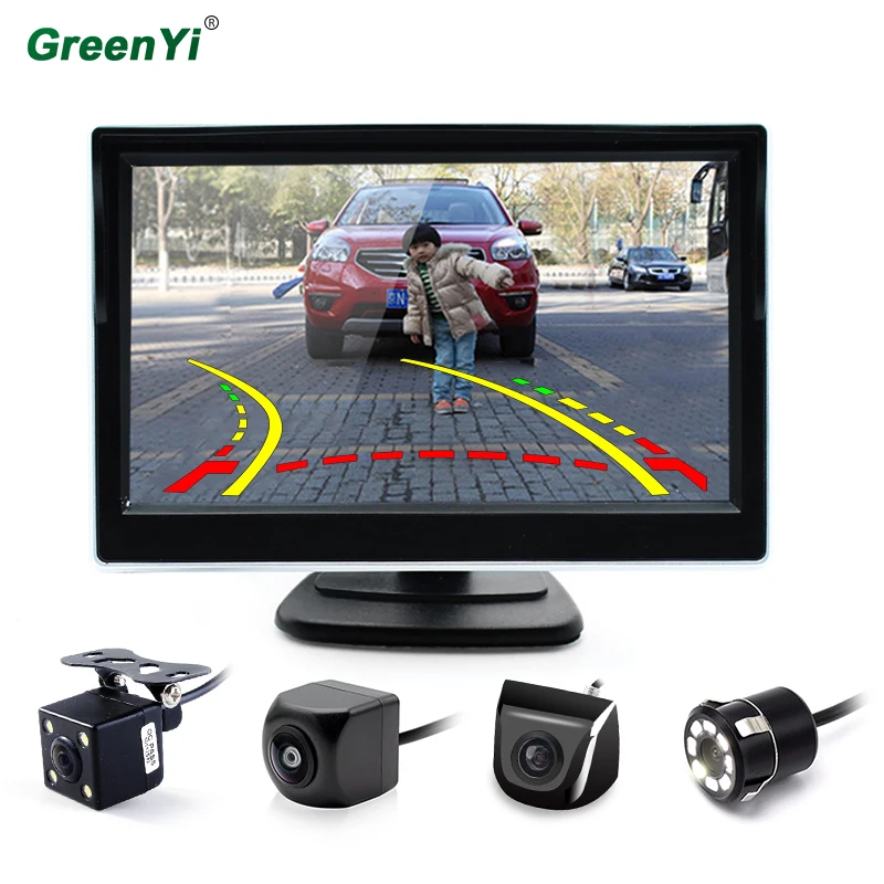 GreenYi HD 5 &quotTFT LCD монитор парковки опционально камера заднего вида траектория линии