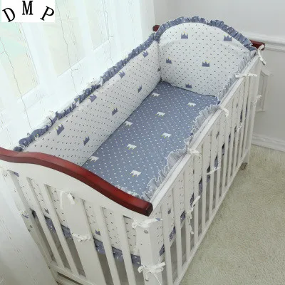 

Promotion! 5PCS Baby Cot Bedding Set Cartoon Cotton bed linen protetor de berco (4bumper+sheet )