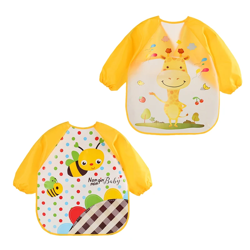style5-2pc Милые детские нагрудники из 4 предметов, водонепроницаемый передник с длинными рукавами, детский слюнявчик, одежда для кормления, мягкая одежда для малышей, Детская куртка - Цвет: style5-2pc