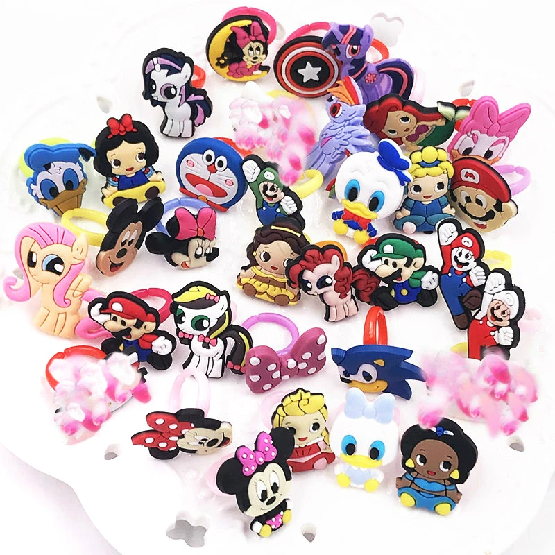 Hot Sale 10pcs Baby Girls Mixed Styles Lovely Candy Color Minnie Princess Cartoon Rings Kids Ring For Gift Jewelry | Украшения и