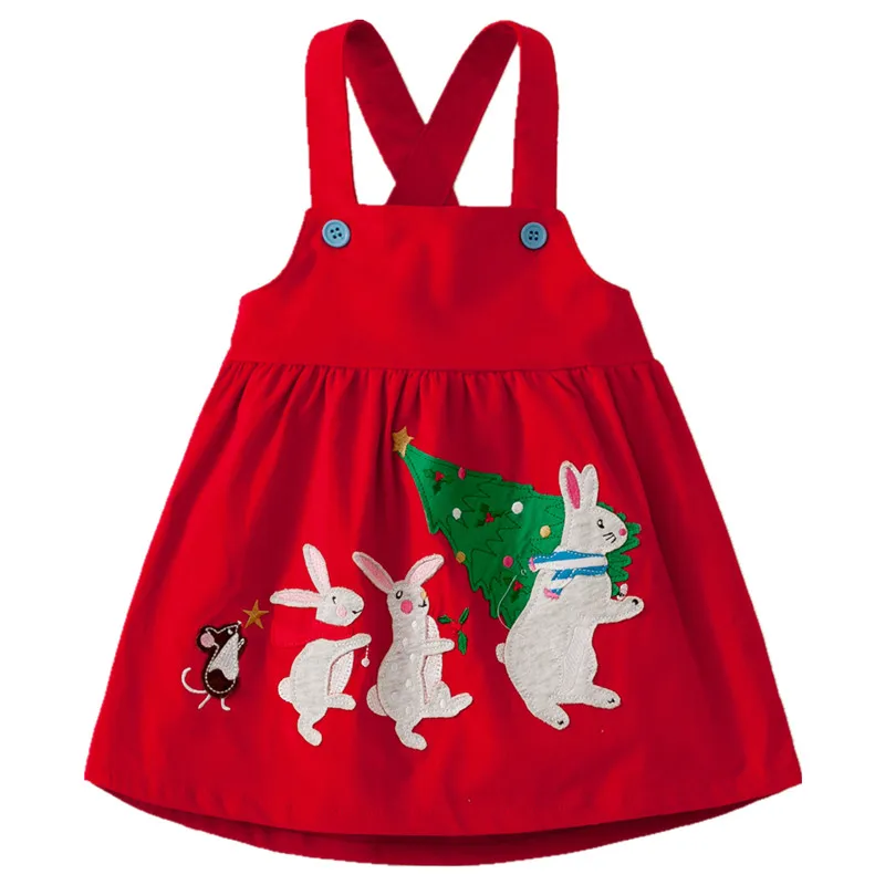 Q0013 RED Little maven/детский бренд года; рождественское вельветовое платье с кроликом и пингвином для маленьких девочек; новогодние вечерние платья красного цвета без рукавов для девочек - Цвет: Q0013 RED