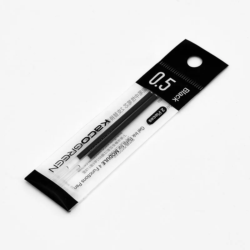 2pcs black refills Andstal Xiaomi KACO 4 в 1 многофункциональные ручки 0,5 мм черный синий красный стержень сменный гелевый карандаш механический карандаш японские чернила для офиса и школы - Цвет: 2pcs black refills