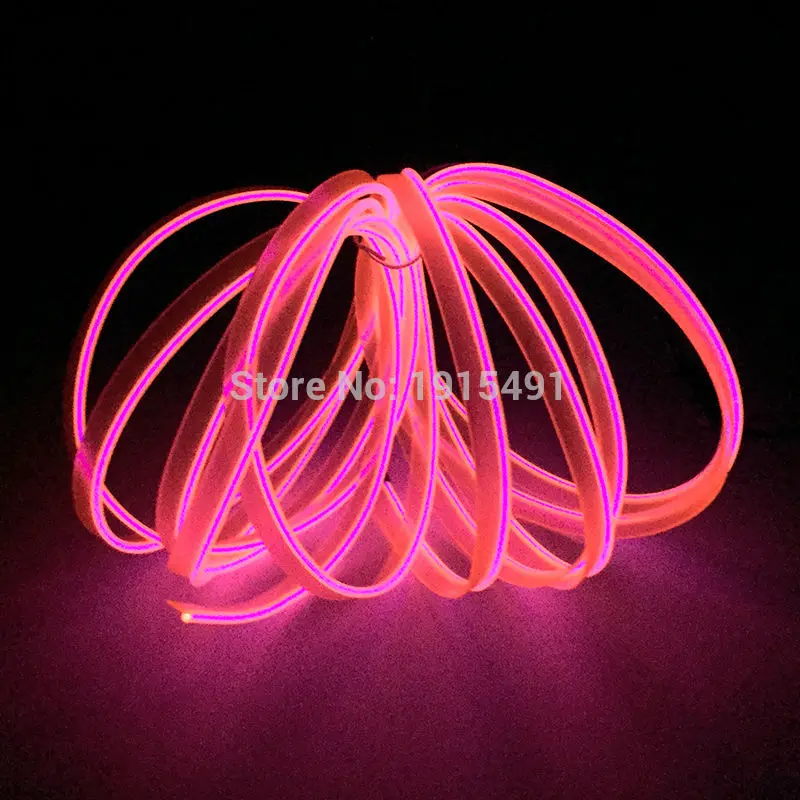 Pink Стандартная упаковка 2,3 мм юбка EL Neon Thread 6 мм прошитая бирка Светодиодная лента 5 метров синий светодиодный ночник для автомобиля - Испускаемый цвет: Pink