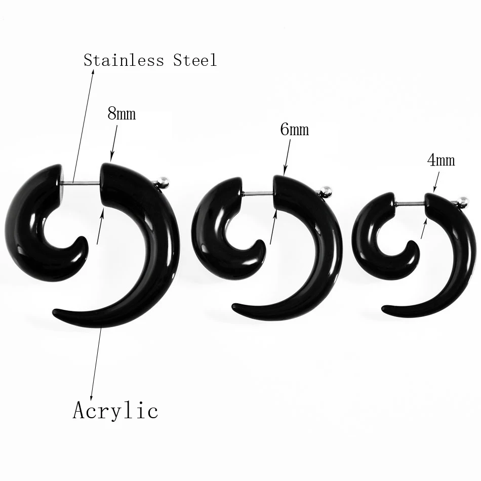 Fworld в стиле панк рок черной улитки серьги рогами формы мужские преувеличены