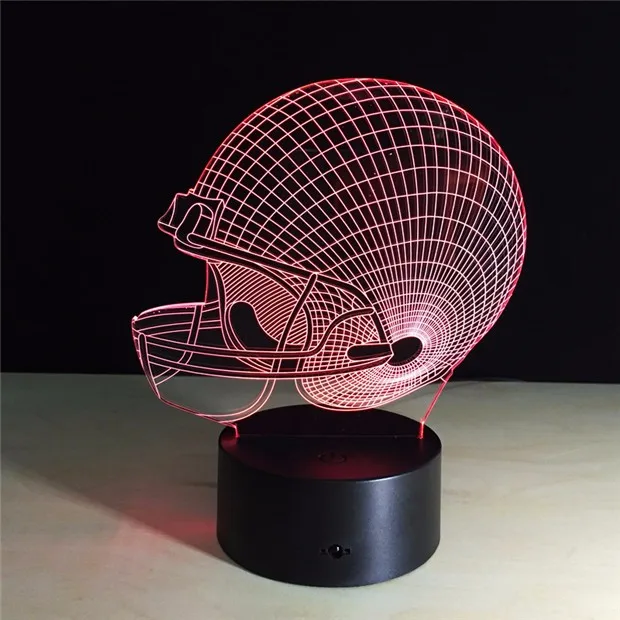 7 цветов Lampara Футбол USB Новинка Питтсбург шлем RGB светодиодный ночной Светильник 3D