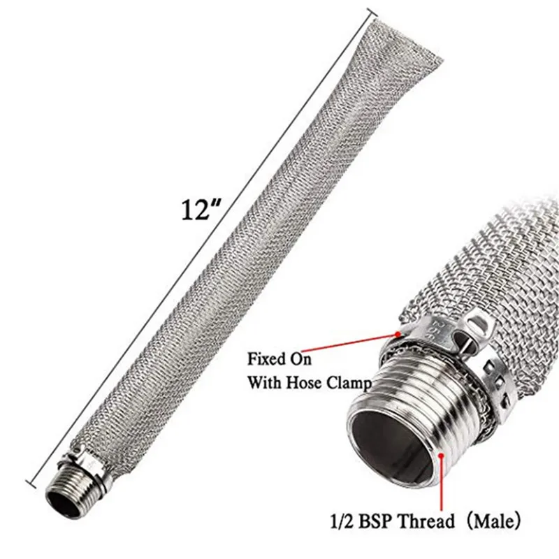 TTLIFE 12 дюймов/6 дюймов 300 Микрон нержавеющая сталь Bazooka экран 1/2 ''NPT для домашнего пивоварения чайник или Mash Tun/сетчатый фильтр