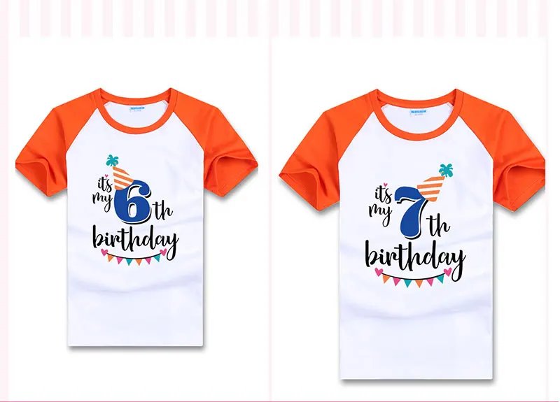 Детская футболка с надписью «Happy Birthday» для мальчиков, праздничная одежда с короткими рукавами для детей 1, 2, 3, 4, 5, 6, 7, 8 От 9 до 10 лет