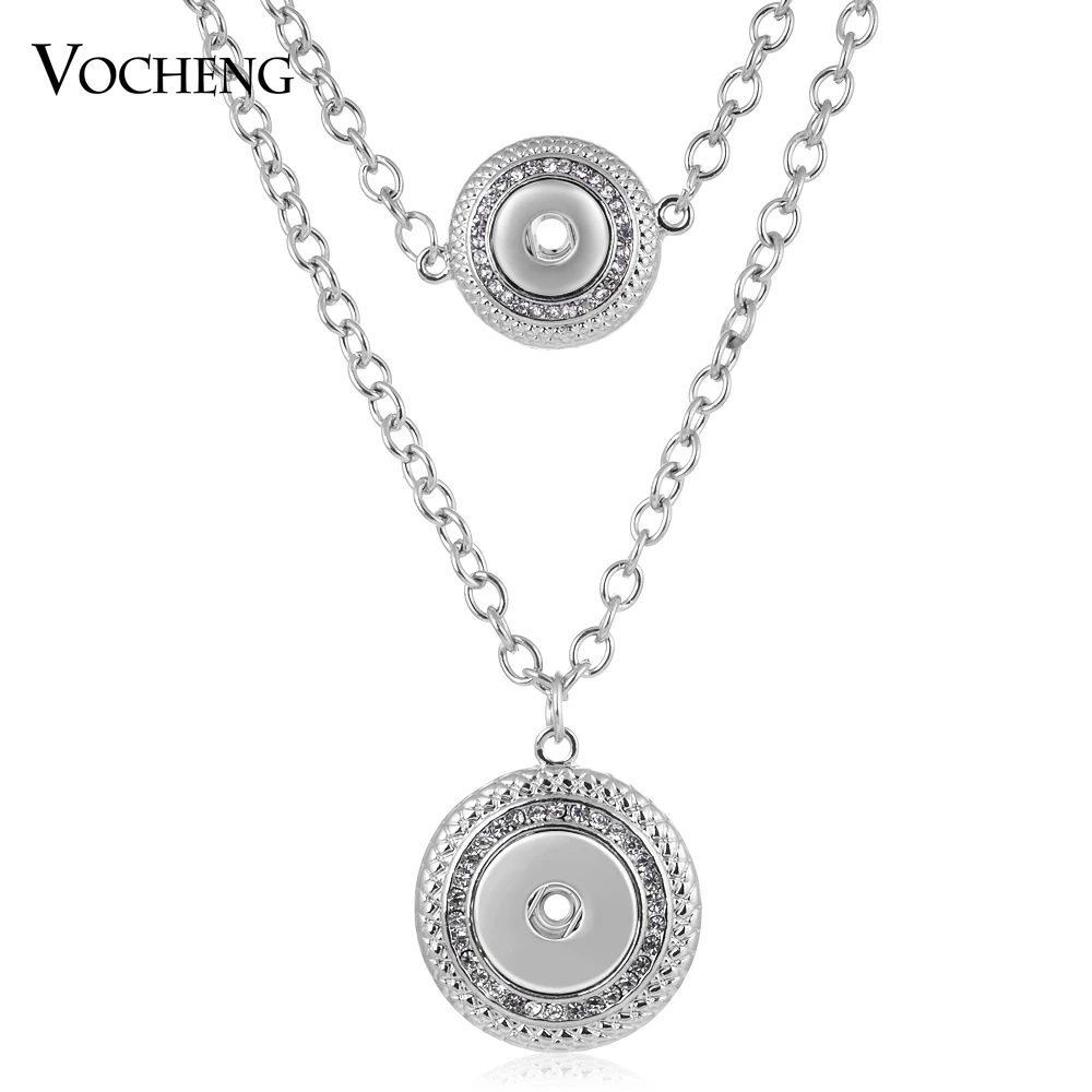 

10pcs/lot Wholesale Vocheng Snap Button Charms Combo Necklace Double Chain Jewelry Fit 18mm and 12mm NN-503*10 Free Shipping