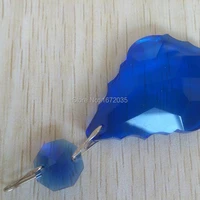 30pcs blue color 50mm maple leaf 14mm beads french cut pendant baroque leaf crystal prism feng shui crystal chandelier parts