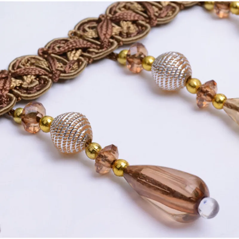 12 м хрустальные бусины занавески кружевная отделка кисточка края декор сделай