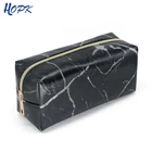 Черный Мраморный пенал для девочек и мальчиков, чехол для хранения макияжа, Большая косметическая сумка кожаный пенал, школьные принадлежности