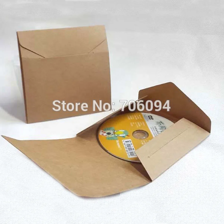 100 шт. 13х13 см cd-втулка 350gsm плотная коричневая крафт-сумка для CD/DVD бумажный мешок