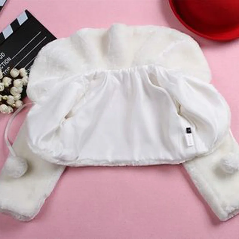 Kids Wedding Winter Long Sleeve Cape Flower Girls Fleece Soft Princess Children Outwear Fur Coats Wool Cloak | Детская одежда и