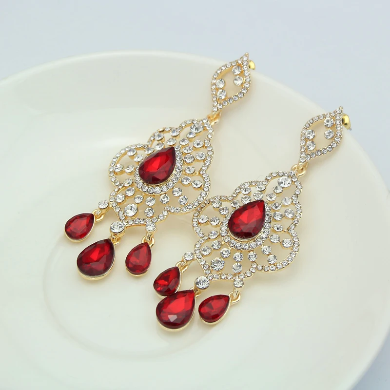 Мода Большое Заявление Серьги Для Женщин Роскошные Rhinestone Цветок Кисточкой