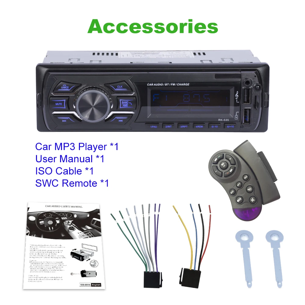 Автомобильный MP3 плеер 2 в 1 беспроводной BT с пультом дистанционного управления и