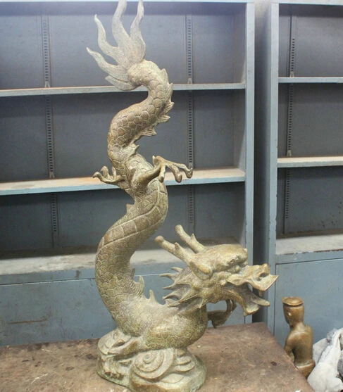 36 &quotКитай Чисто Бронзы Животные Скульптура Богатство Миф Дракон Статуя оптовая