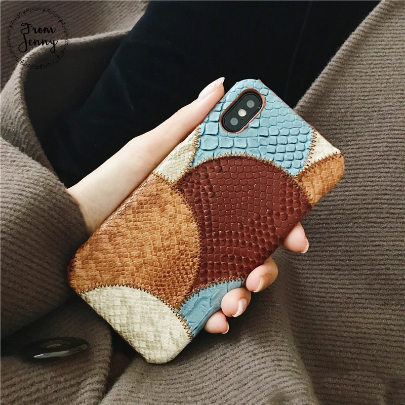 От Jenny для iPhone 7 8 Pu змеиная кожа комбинированные цвета телефонный чехол iphone 6 6splus