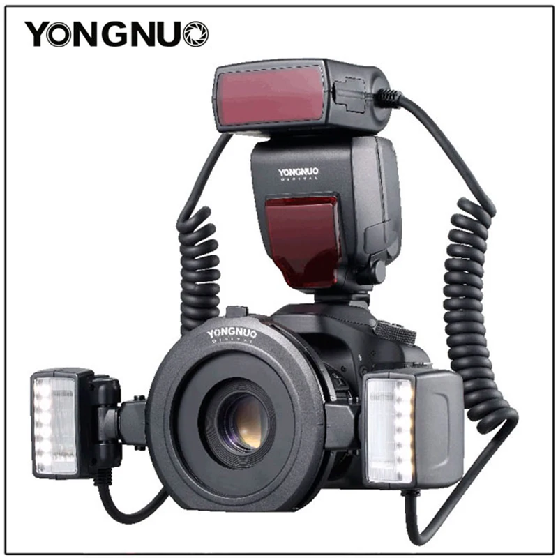 YONGNUO YN 24EX макро кольцо Вспышка Speedlite с 2 головками вспышки 4 адаптерных кольца для