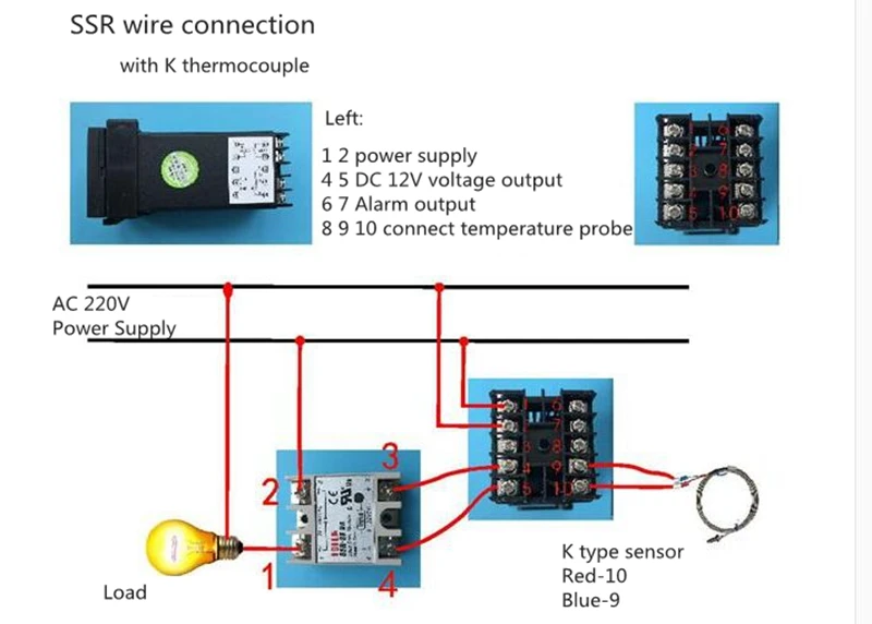 Цифровой PID регулятор температуры Термостат AC110V 220V двойной дисплей REX-C100+ радиатор+ SSR-40DA+ 2 м K зонд
