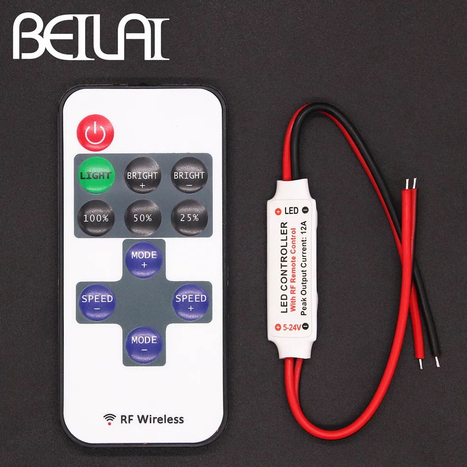 BEILAI DC 12 В одноцветный светодиодный диммер мини 11Key RF беспроводной пульт
