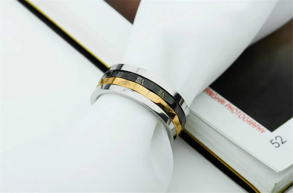 Mimeng Roman Numerals Titanium Rings for Men Personality Stainless Steel Can Be Turn Around | Украшения и аксессуары