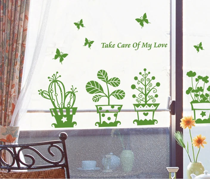 1 X Butterflies Cactus Wall Stickers Mural art Decal Self Adhesive Wallpaper Decorate Photo | Дом и сад