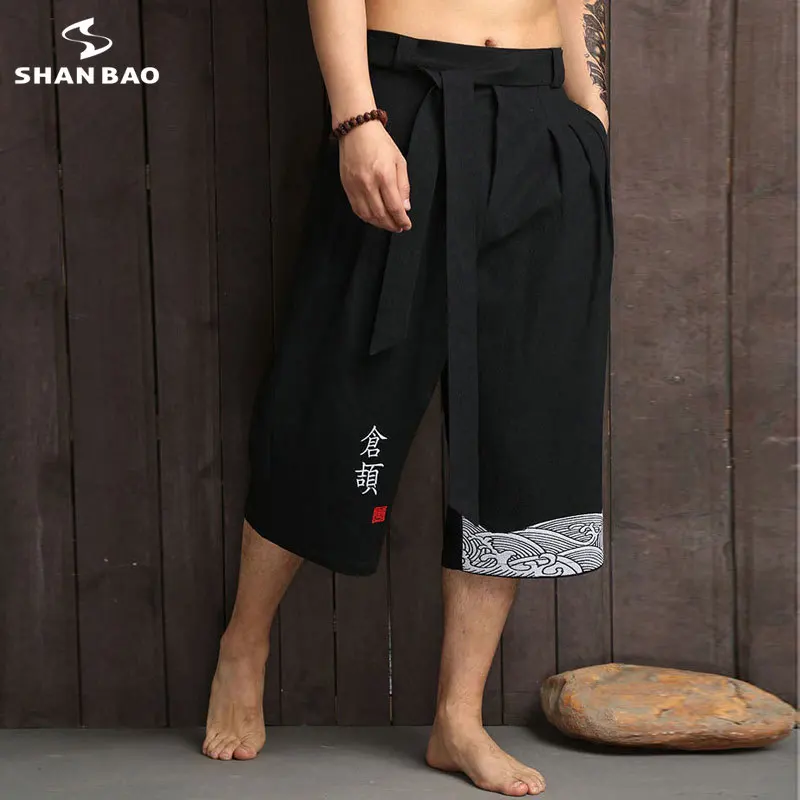 SHANBAO фирменные оригинальные хлопковые Модные свободные шаровары с вышивкой в