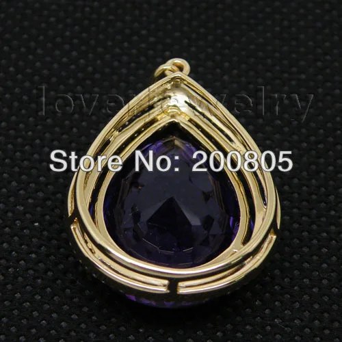 Новинка элегантные кулоны с аметистом 14K желтое золото алмазная подвеска груша