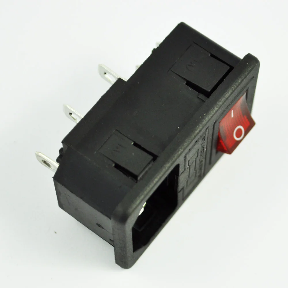 AAAE SODIAL (R) входное гнездо питания с выключателем предохранителя 10A 250V 3 Pin IEC320 C14 |