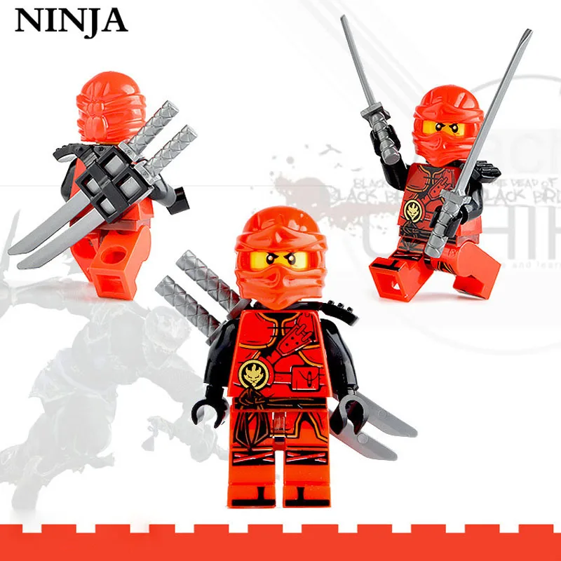 Kitoz 8 шт. фигурки ниндзя двойные мечи оружие Spinjitzu Sensei Wu Nya Kai Jay Cole строительные