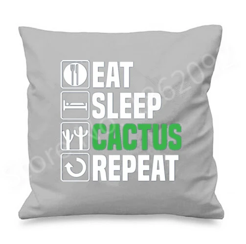 Новинка Подушка-кактус чехол &quot Eat Sleep кактус Повторите Чехлы забавная Подушка