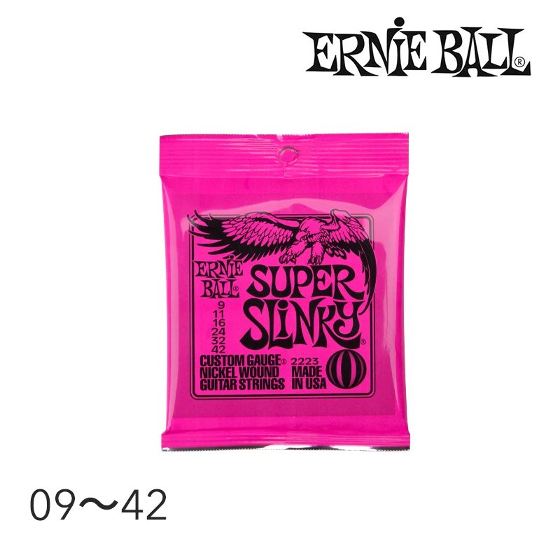 

Original Ernie Ball 2223 Nickel Super Slinky Pink Electric Guitar Strings Wound Set, .009 - .042