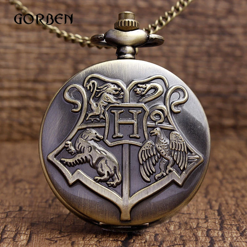 Кварцевые карманные часы в стиле ретро подвеска на цепочке волшебный Хогвартс