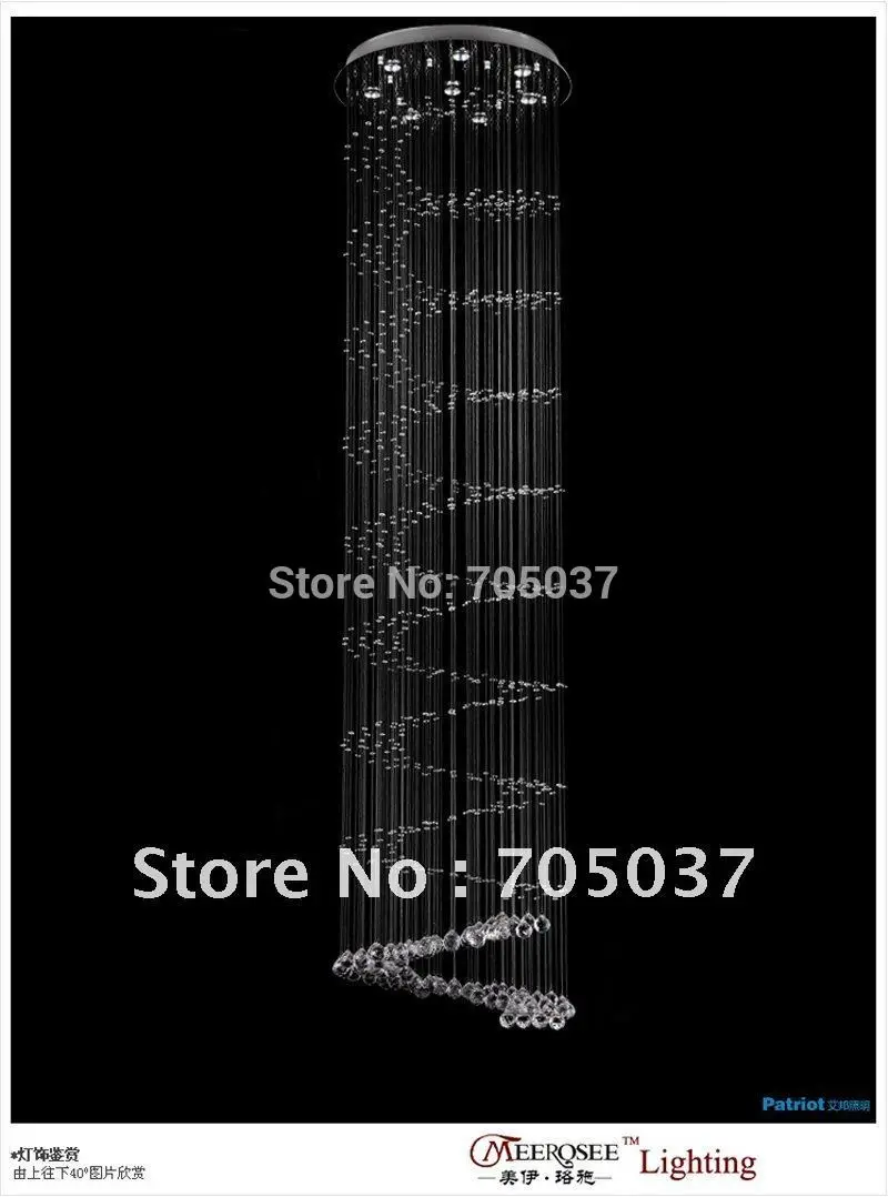 Online Yeni Tasarım Spiral Kristal Tavan Işık Lustres De Sala Uzun Kristal Tavan Aydınlatması Fikstür Lobi GU10 Ampuller MD2088